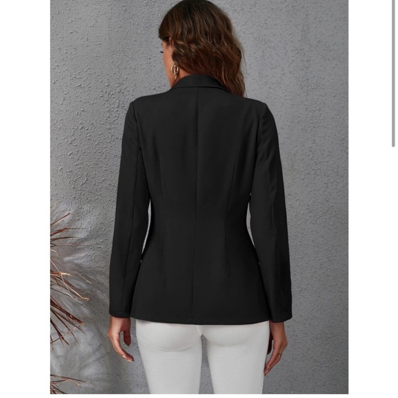 Lapel Collar Double Breasted Gold Button Blazer - Picture 5 of 13